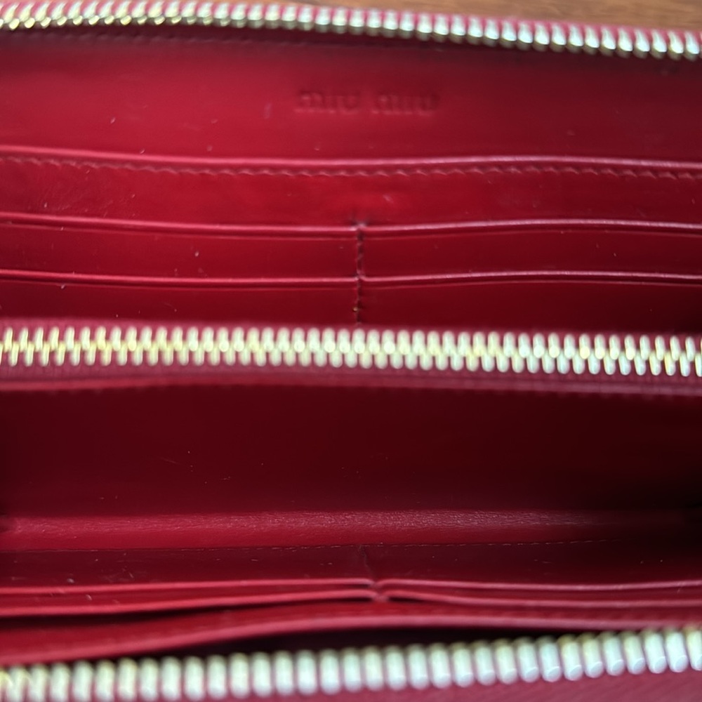 Miu Miu Crocodile Embossed Red Zip Wallet - image 3
